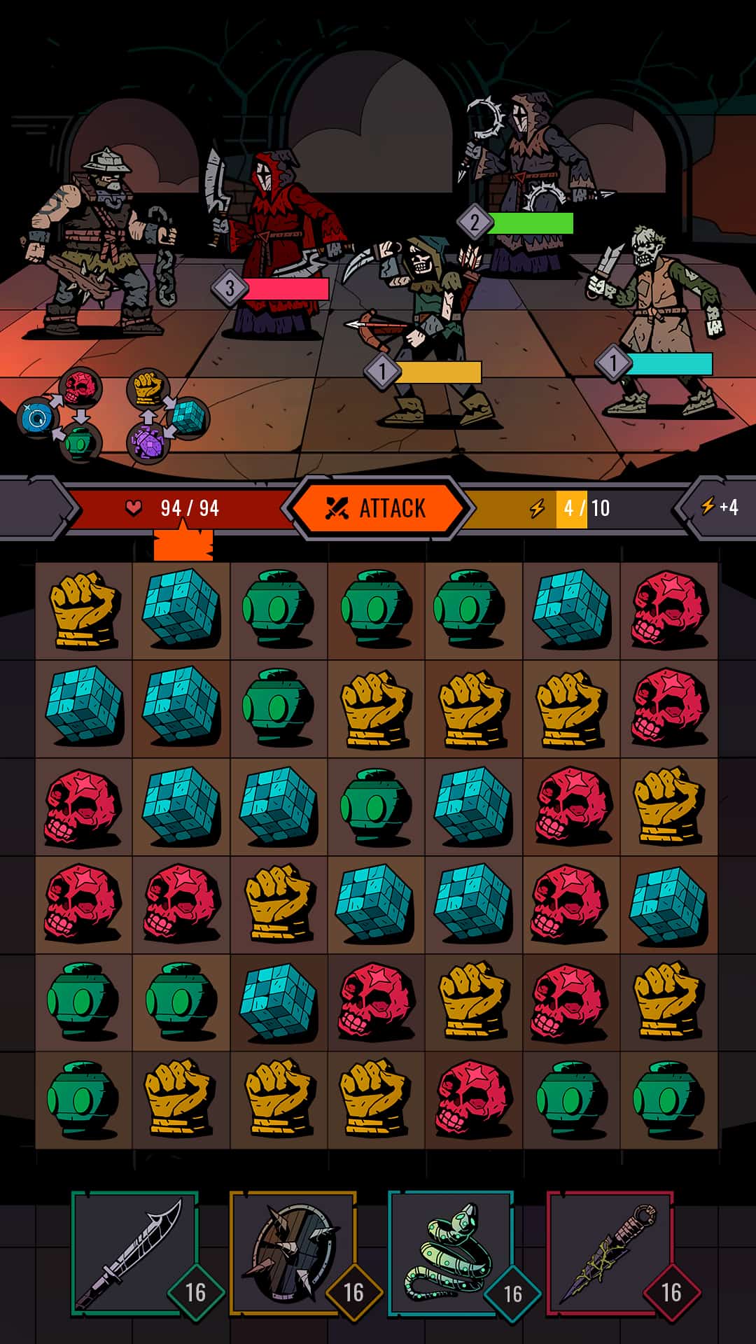 Match puzzles lines to attack